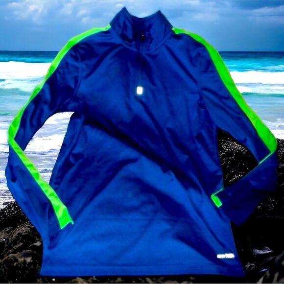 🍭 tek gear Blue Activewear Athletic Track Pullover 1/4 Zip Top Size M 10-12 EUC - Picture 1 of 7